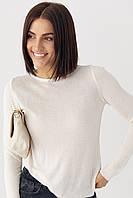 Жіночий лонгслів з віскозного плетіння - кремовий цвет, ONE SIZE (є розміри)