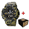 Годинник армійський зелений чоловічий з підсвічуванням водонепроникний камуфляжний з Гербом України Awarder Tactic, фото 2