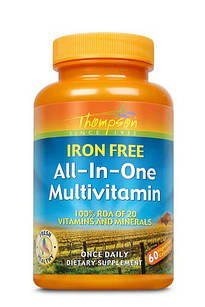 Thompson All In One Multivitamin Iron Free Мультивітаміни та мінерали, без заліза, 60 капсул на 60 днів. До 10/2027