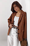 Замшевий жіночий піджак на ґудзиках - коричневий цвет, ONE SIZE (є розміри), фото 5