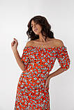 Довга сукня з пишними рукавами Crep - помаранчевий цвет, S (є розміри), фото 5