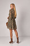 Шифонова сукня з квітковим візерунком із завищеною талією Crep - хакі цвет, S (є розміри), фото 2