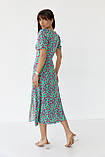 Сукня міді з розрізом у квітковий принт - зелений цвет, S (є розміри), фото 2