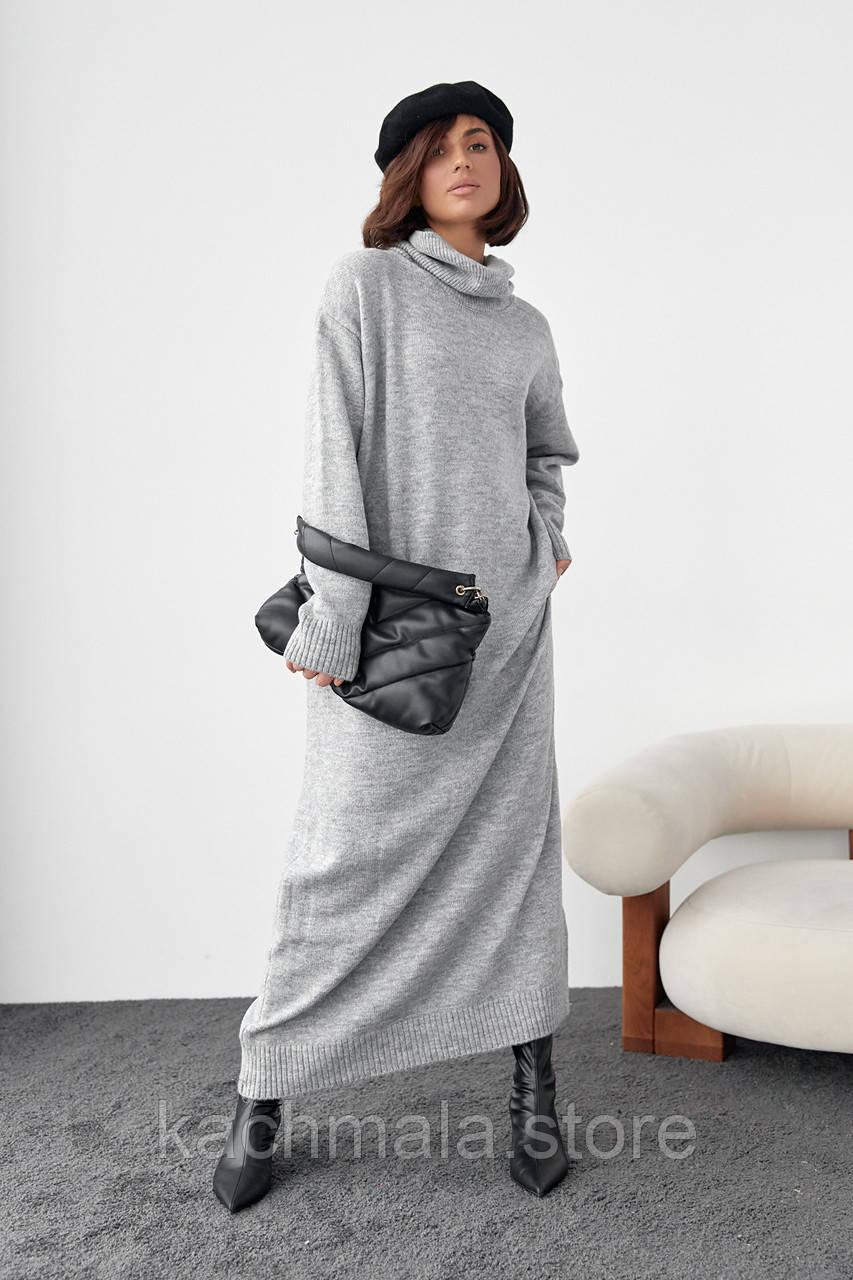 В'язана сукня oversize з високою горловиною - сірий цвет, ONE SIZE (є розміри)