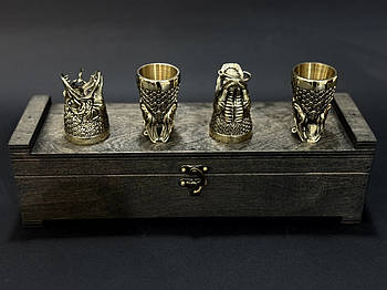 Набір бронзових чарок "Царський улов" (4 шт)