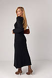 Довга в'язана сукня з V-подібною горловиною - чорний цвет, ONE SIZE (є розміри), фото 2