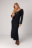 Довга в'язана сукня з V-подібною горловиною - чорний цвет, ONE SIZE (є розміри), фото 5
