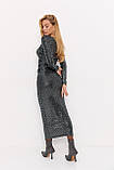 Вечірня сукня міді з паєтками і драпіруванням - срібний цвет, S (є розміри), фото 2
