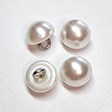 Гудзик 19мм перлинний білий природній напівсфера на металевій ніжці, фото 3