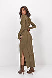Довга приталена сукня зі швами назовні - хакі цвет, XS (є розміри), фото 2