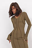 Довга приталена сукня зі швами назовні - хакі цвет, XS (є розміри), фото 3