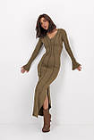 Довга приталена сукня зі швами назовні - хакі цвет, XS (є розміри), фото 5