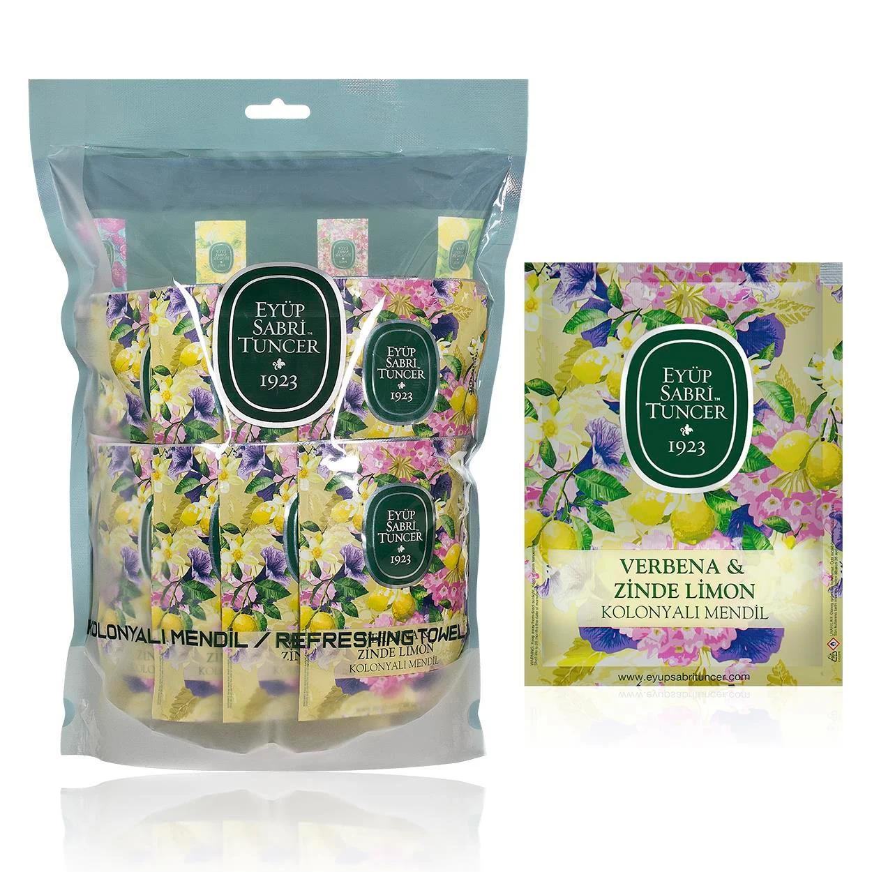 Серветки  зволожуючі антибактеріальні EYÜP SABR| TUNCER Verbena & Zinde Limon 50 шт (великий розмір)