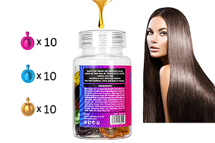САМОРОБНИЙ Мікс Капсул для Волосся SEVICH Hair Vitamin - 3 КОЛЬОРИ (Рожеві, Блакитні, Золоті), 30 капсул