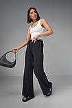 Трикотажні жіночі штани з подвійним поясом - чорний цвет, M (є розміри), фото 6