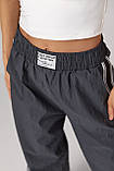 Штани з лампасами із плащівки - чорний цвет, L (є розміри) M, фото 4