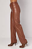 Жіночі штани зі екошкіри - коричневий цвет, 40р (є розміри), фото 5