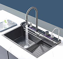 Багатофункціональна кухонна мийка Kroner Platinum Handmade Brushed Silver SP7545LB