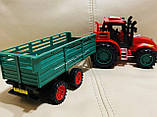 Іграшковий пластиковий трактор з причепом і тваринами Farm Tractor "Hot power" (077871) Червоний із зеленим, фото 3