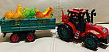Іграшковий пластиковий трактор з причепом і тваринами Farm Tractor "Hot power" (077871) Червоний із зеленим, фото 5