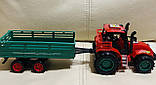 Іграшковий пластиковий трактор з причепом і тваринами Farm Tractor "Hot power" (077871) Червоний із зеленим, фото 7