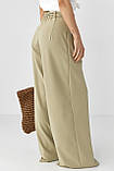 Класичні штани-палаццо зі складками - хакі цвет, L (є розміри) M, фото 2