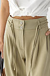 Класичні штани-палаццо зі складками - хакі цвет, L (є розміри) M, фото 4