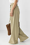 Класичні штани-палаццо зі складками - хакі цвет, L (є розміри) M, фото 5