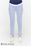 Штани для вагітних MELANI блакитні в білу смужку, фото 2