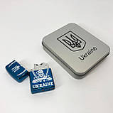 Дугова електроімпульсна запальничка USB Україна (металева коробка) HL-449. Колір: синій, фото 8