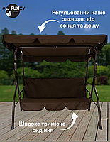 Гойдалка садова 4Р Garden 180х110см посилена 3 х місцева металева з тентом з м'яким диваном для дачі саду саду будинку К, фото 6