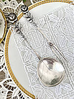 Набір для сервірування, ложка для джему та вилка двозуба з трояндочкою, сріблення, Antiko 100, Німеччина