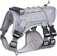 Шлея для собак Vest, тактичний жилет з ручкою, Сірий
