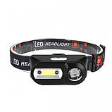 Ліхтар налобний BL-1804A COB XPE з датчиком руху, Ліхтар акумуляторний для риболовлі, фото 6