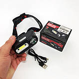 Ліхтар налобний BL-1804A COB XPE з датчиком руху, Ліхтар акумуляторний для риболовлі, фото 7