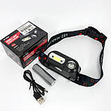 Ліхтар налобний BL-1804A COB XPE з датчиком руху, Ліхтар акумуляторний для риболовлі, фото 10