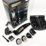 Машинка для стрижки 5в1 Geemy GM-853 стайлер, бритва, триммер на акумуляторі нержавіюча сталь 6 насадок, фото 2