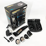 Машинка для стрижки 5в1 Geemy GM-853 стайлер, бритва, триммер на акумуляторі нержавіюча сталь 6 насадок, фото 4