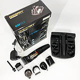 Машинка для стрижки 5в1 Geemy GM-853 стайлер, бритва, триммер на акумуляторі нержавіюча сталь 6 насадок, фото 5