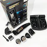 Машинка для стрижки 5в1 Geemy GM-853 стайлер, бритва, триммер на акумуляторі нержавіюча сталь 6 насадок, фото 7