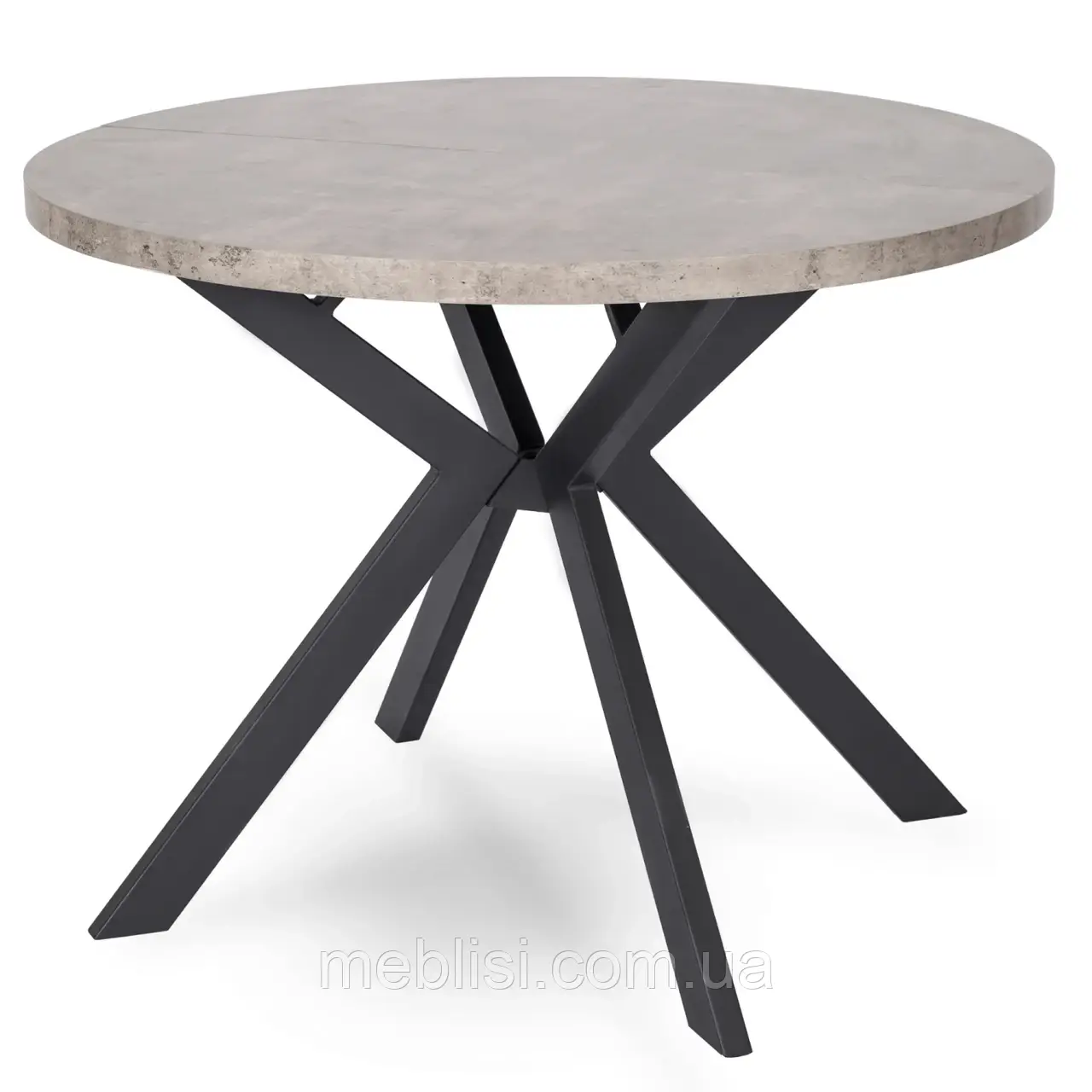 Круглий роскладний стіл LUGO 90-190 cm бетон/чорні ніжки (MEBEL ELIT) ME.LUGO/BET/CZ/S, фото 1
