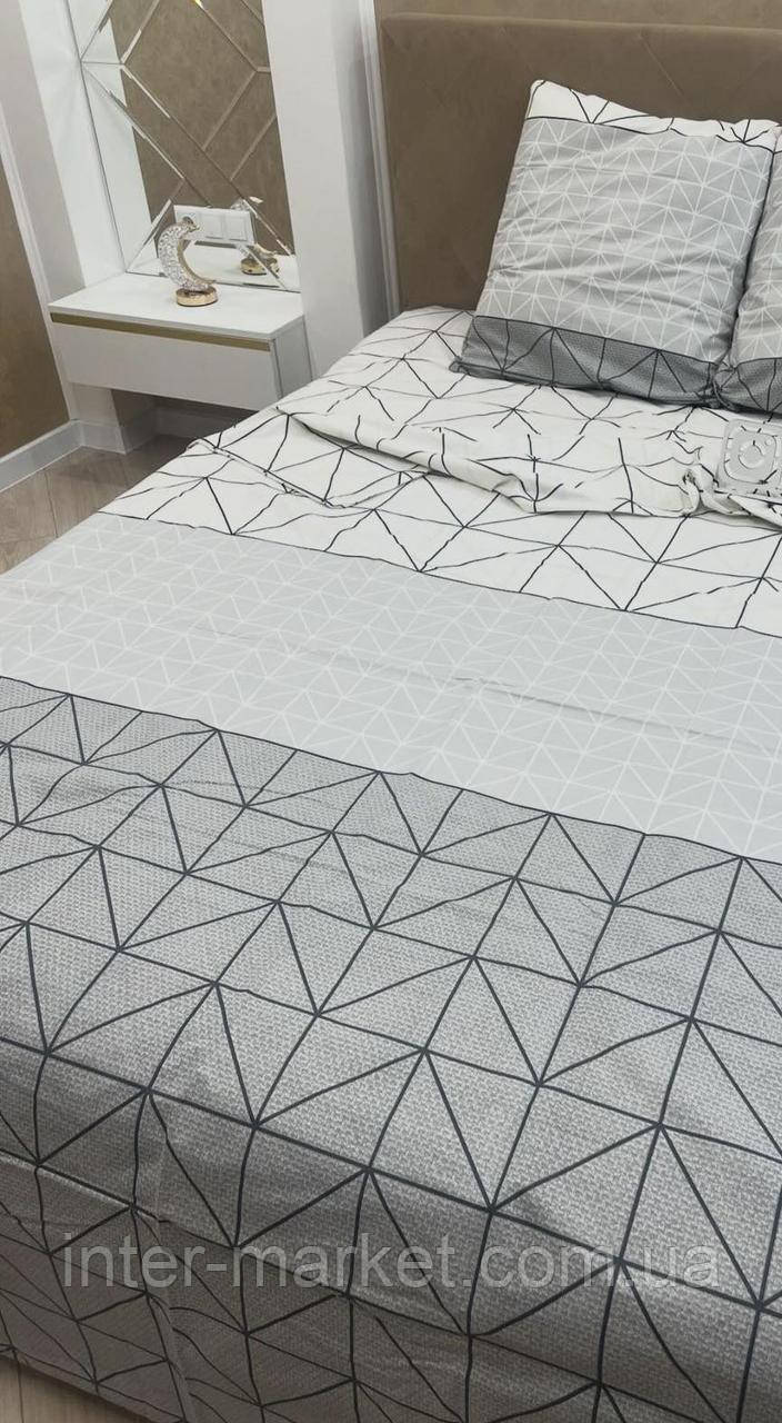 Полуторний комплект якісної постільної білизни Бязь Gold Lux 150*220 "Паркет сірий"
