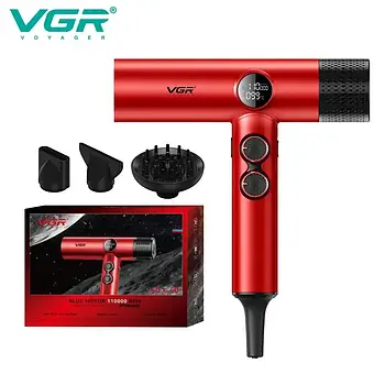 Фен професійний VGR V-401 RED, 40 рівнів обдування 7000 — 11000 RPM, 40 рівнів температури 60 °C