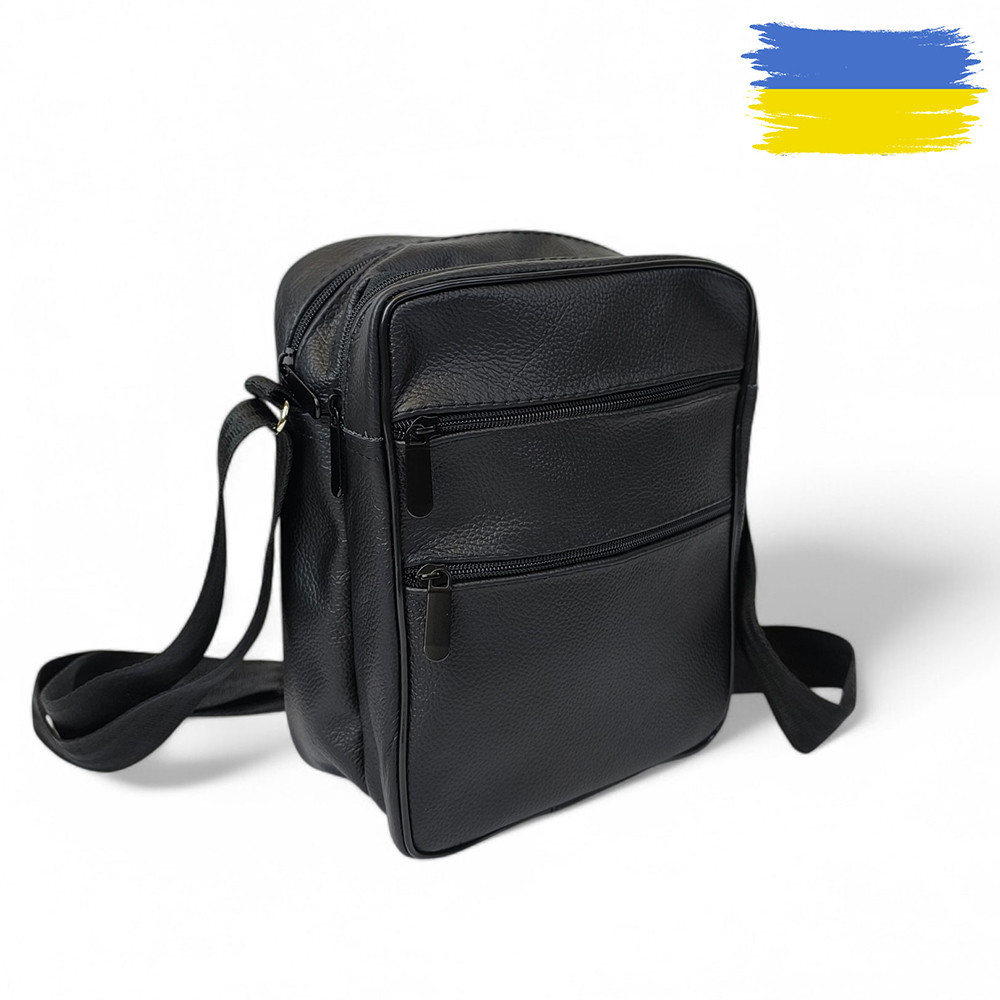 Стильна чоловіча шкіряна сумка через плече – преміальна якість та місткість, велика чоловіча сумка, фото 1