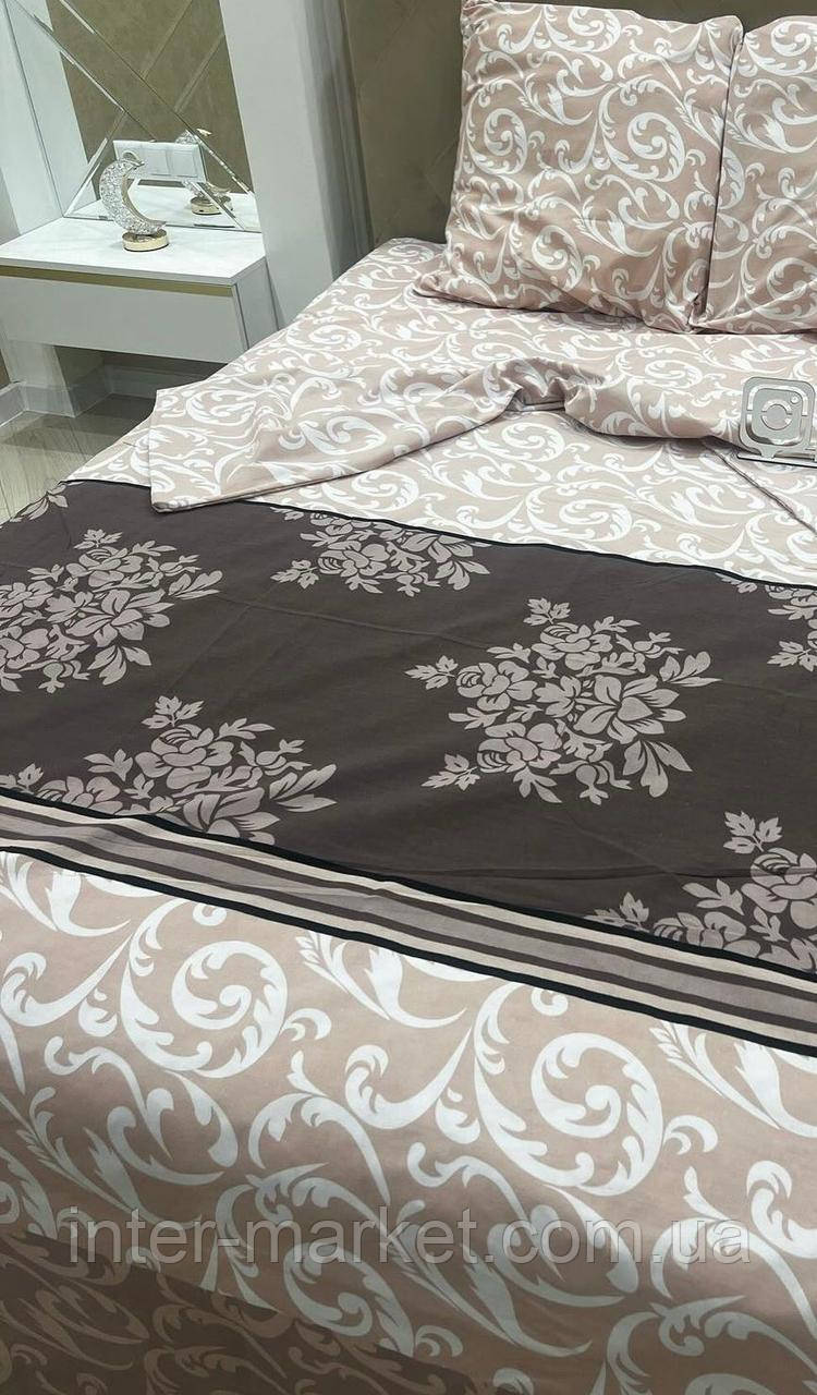 Євро комплект якісної постільної білизни Бязь Gold Lux 200*220 "ТРОЯНДА"