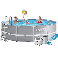Каркасний  басейн  Intex  26718  -  6,  366  х  122  см  (4  г/год,  3785  л/год,  тент,  підстилка,  сходи,