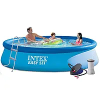 Надувний  басейн  Intex  28143  -  5,  396  х  84  см  (3  785  л/год,  підстилка,  тент,  насос,  сходи)