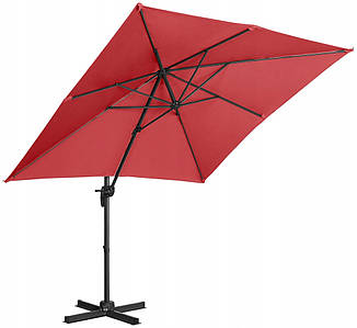 Парасолька садова Uniprodo квадратна 250 х 250 см з поворотом на 360° Темно-червоний