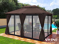Павільйон  Swing  amp;  harmonie  3  х  4  м  Коричневий  з  LED  підсвічуванням  від  сонячної  батареї
