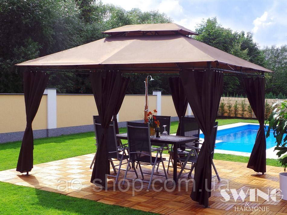 Павільйон  Swingamp;Harmonie  3  х  4  м  Коричневий  з  LED-підсвіткою  від  сонячної  батареї